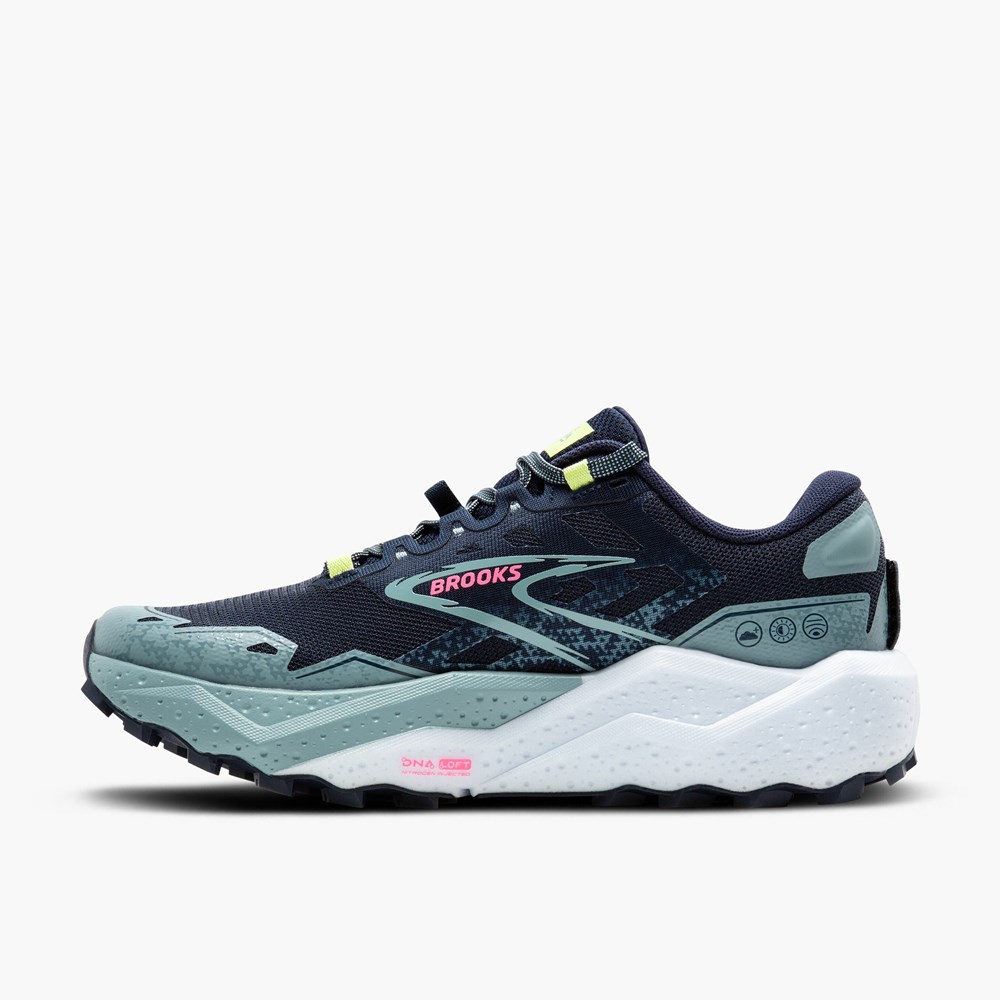 Chaussure Trail Running Brooks Caldera 7 Bleu Marine Vert Clair Femme | WVN-0980360